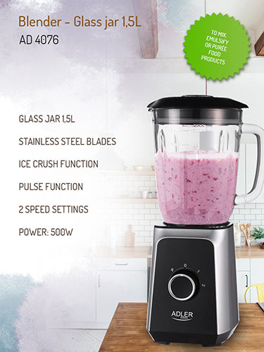 Adler AD 4076 Blender - Glass jar 1,5L