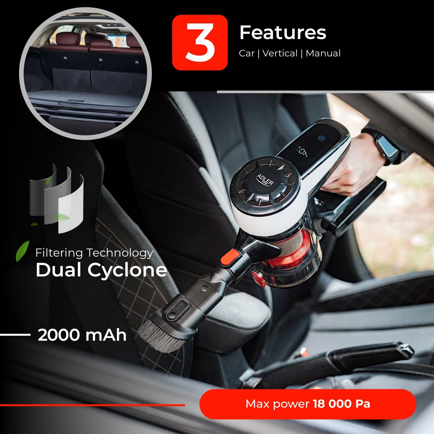 Adler AD 7048 Bagless vacuum cleaner with brushless motor technology