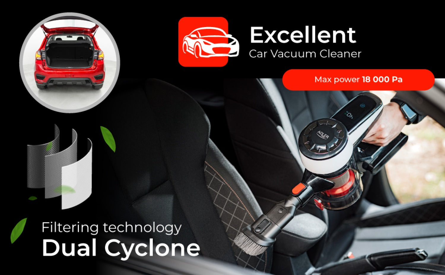 Adler AD 7048 Bagless vacuum cleaner with brushless motor technology