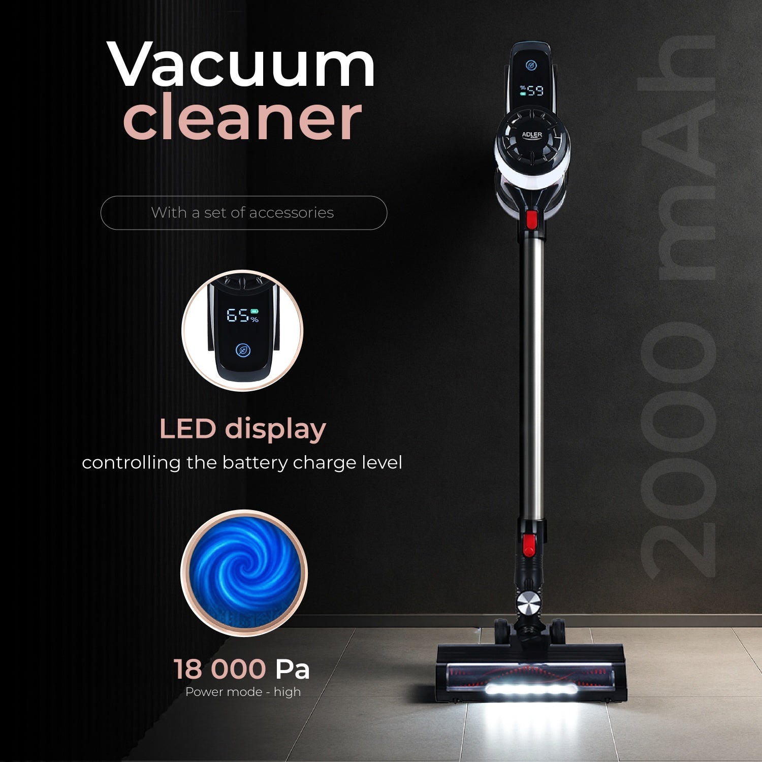 Adler AD 7048 Bagless vacuum cleaner with brushless motor technology